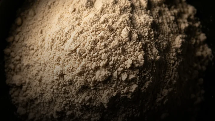 Macro shot of a supplement ingredient powder
